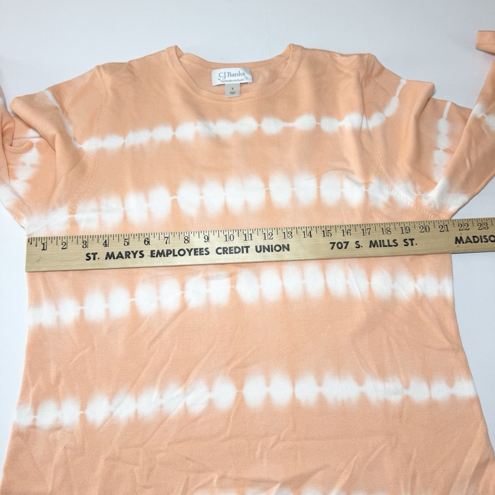 CJ Banks Peach Tie Dye Lightweight Knit Tunic Top 3/4 Sleeve Size 1X Casual - Picture 6 of 8